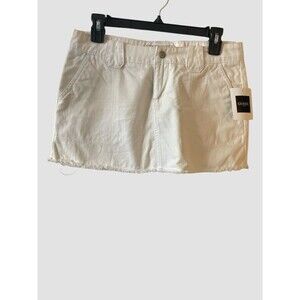 Guess Mini Skirt White Women’s Size 28 Y2K Style Raw Hem Snap Button Cotton NWT
